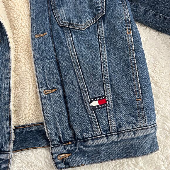 Tommy Jeans ‘Archivr’ Sherpa Denim Jean Jacket Unisex Sz XS Cotton Blend Y2K - Picture 4 of 6